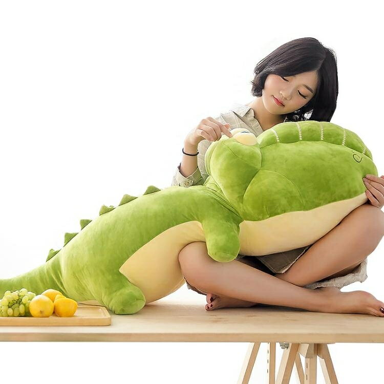 枕頭可愛超萌鱷魚公仔抱枕長條枕抱著睡覺的娃娃玩偶大號毛絨玩具 雙十二購物節