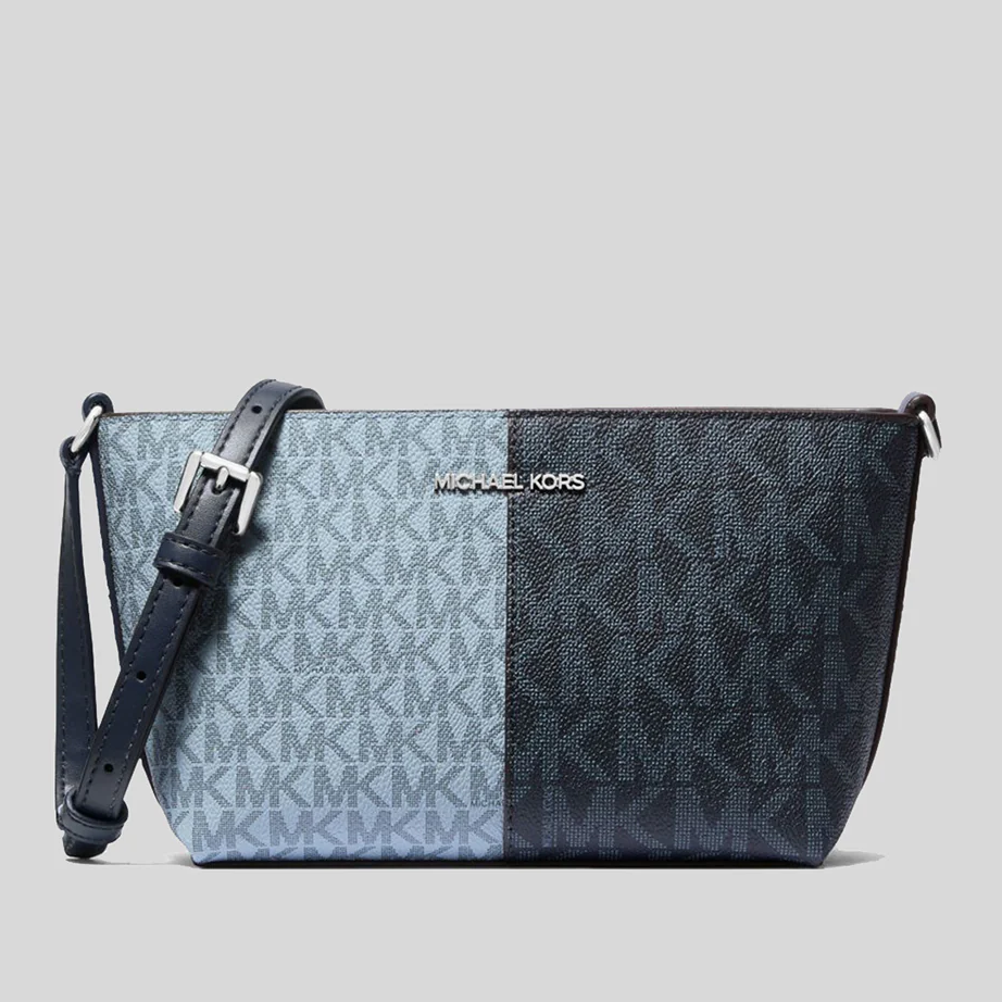 MICHAEL KORS 經典老花十字紋斜揹包 老花PVC塗層帆布 側/肩揹包 餃子包 M84094 雙色MK(現貨)▶指定Outlet商品5折起☆現貨【送禮首選★APP下單點數4倍送】