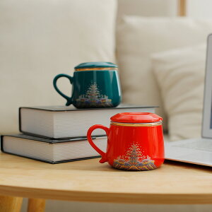 杯茶水分離陶瓷日式復古簡約帶蓋過濾辦公室泡茶杯子馬克杯