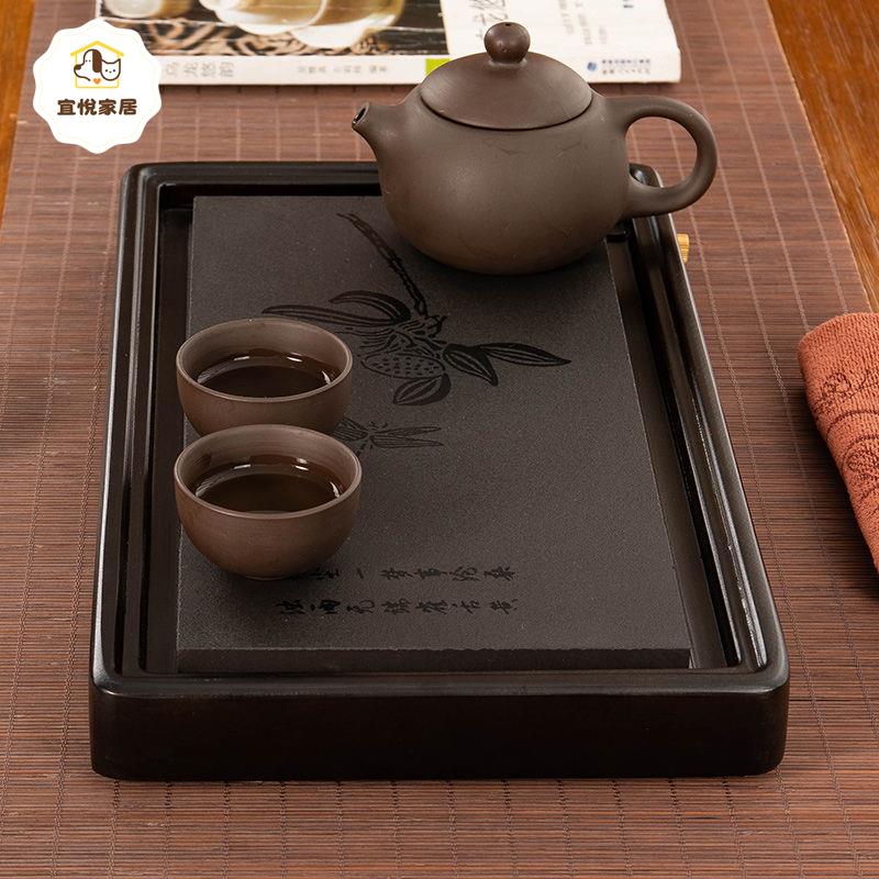 茶盤 家用 茶盤 整塊新款 家用 茶桌茶臺小號整板排水茶盤 功夫茶具 全套[PP0504042]