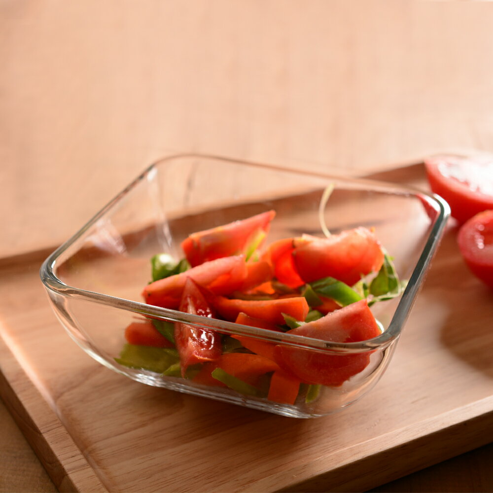 加點樂方形鋼化玻璃碗透明水果盤湯碗泡面碗家用微波爐菜碗沙拉碗