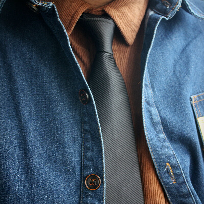 經典基本款 純黑商務正裝斜紋領帶6CM窄系韓版領帶 男 禮盒裝