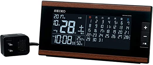 Seiko 精工【日本代購】液晶鬧鐘 時鐘收音機 AC 數字月曆功能 Rokuyo 顯示 Chakime 模式 DL212B