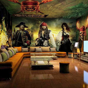 加勒比海盜壁紙個性主題酒店酒吧ktv包廂餐廳電影院壁畫背景墻紙
