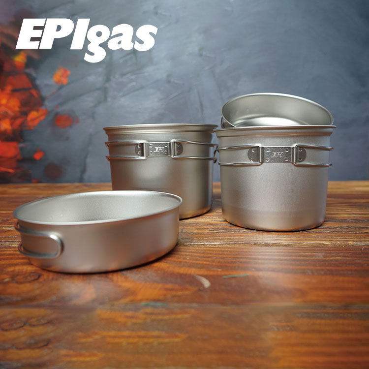 EPIgas BP鈦炊具組/登山鈦鍋【2鍋2蓋】T-8007