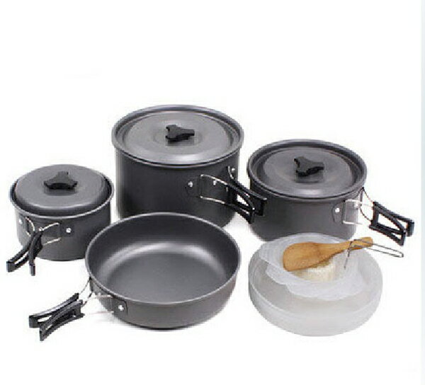 【露營趣】TNR-124 4~5人 鋁合金鍋具 套鍋 露營鍋具 平底鍋 煎盤 湯鍋 炊具 非犀牛K-5 K-4