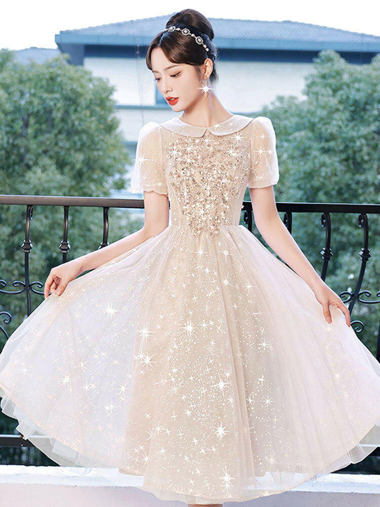 晚禮服連身裙 宴會晚禮服女高階感2024新款夏輕奢小眾高階成人禮公主裙主持訂婚