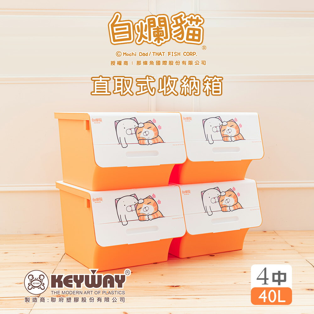 聯府/掀蓋式/收納箱 【40L/四入】新白爛貓直取式收納箱 正版授權 dayneeds