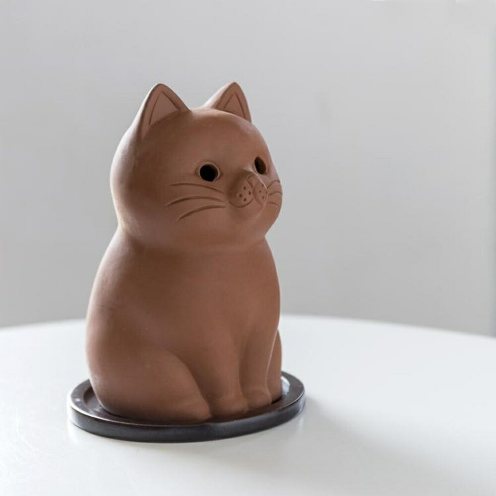 一笑間|貓香爐創意陶瓷家用室內客廳可愛擺件凈化空氣香薰爐蠟燭歐1