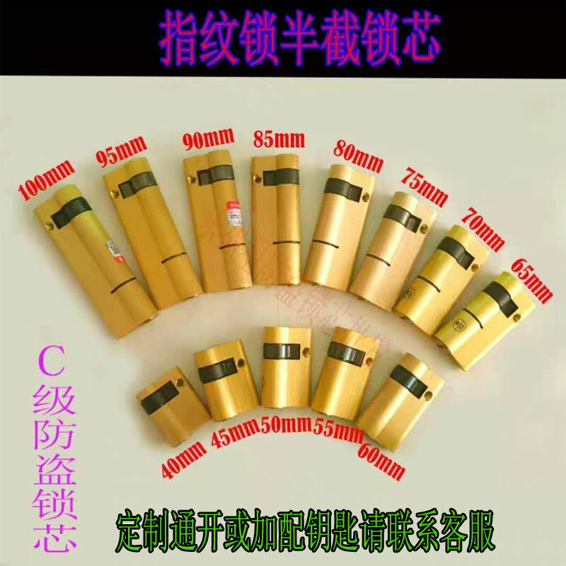 指紋單開鎖芯防盜門半截智慧電子鎖頭C級葉片密碼鎖芯