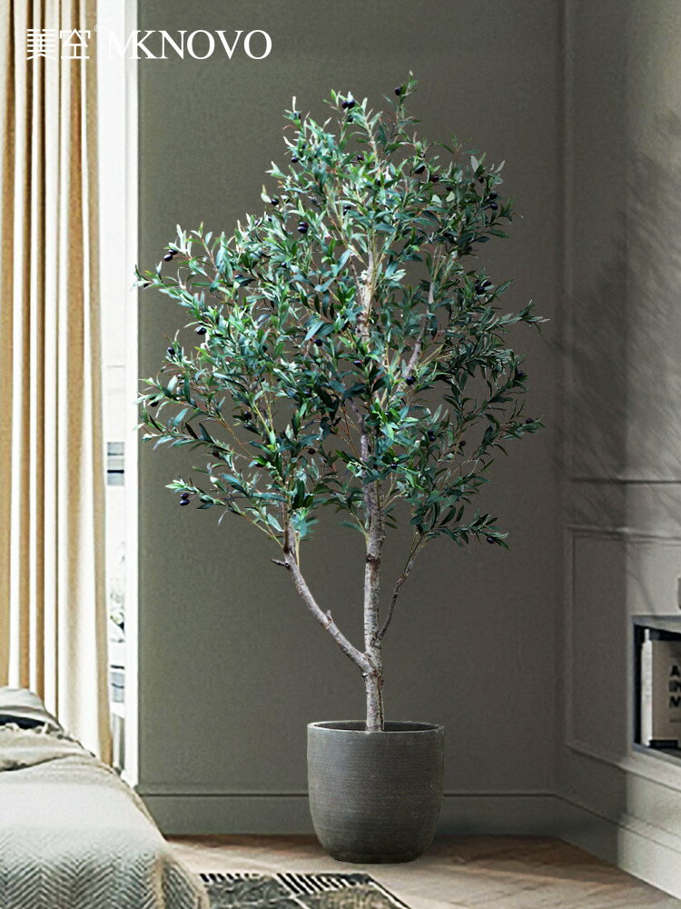 美空大型橄欖樹盆景模擬綠植落地假盆栽櫥窗室內假樹造景裝飾擺件