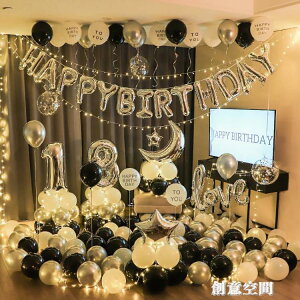 網紅成人生日快樂氣球派對男女孩場景布置用品背景墻寶寶周歲裝飾 交換禮物