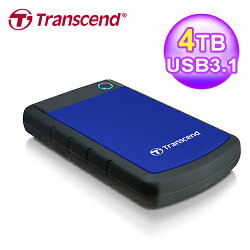 【Transcend 創見】StoreJet 25H3B 4TB USB3.1 2.5吋行動硬碟(藍色)【三井3C】