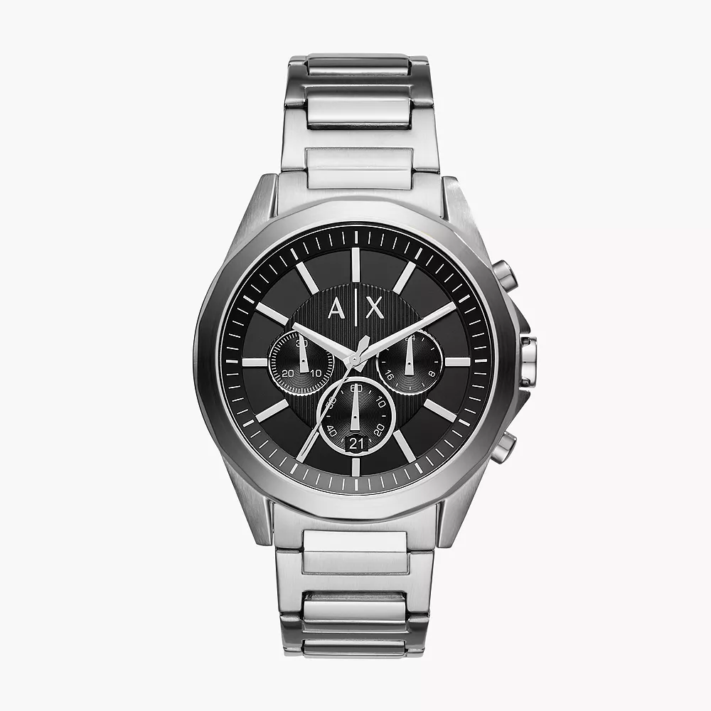 ARMANI EXCHANGE 三眼計時碼錶 日期 44mm 銀色鋼錶帶 男錶 手錶 腕錶 AX2600 AX(現貨)▶指定Outlet商品5折起☆現貨