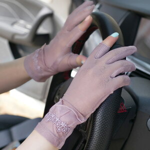 半指手套女士薄款夏季防曬防紫外線冰絲露指開車漏指短款蕾絲透氣