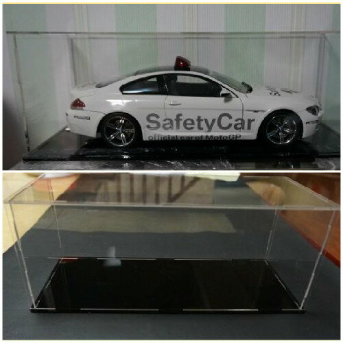 入門級透明亞克力膠盒1:18模型展示盒須動手撕膜裝31x13x12cm黑底