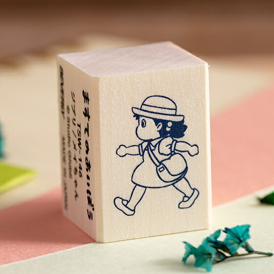真愛日本 宮崎駿 吉卜力 龍貓 小梅戴帽背包散步 日本製 木製印章 印章 卡通印章 獎勵