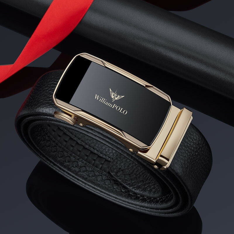 【喜挖】英皇保羅皮帶男士真皮自動扣頭層牛皮腰帶男商務簡約皮帶男士