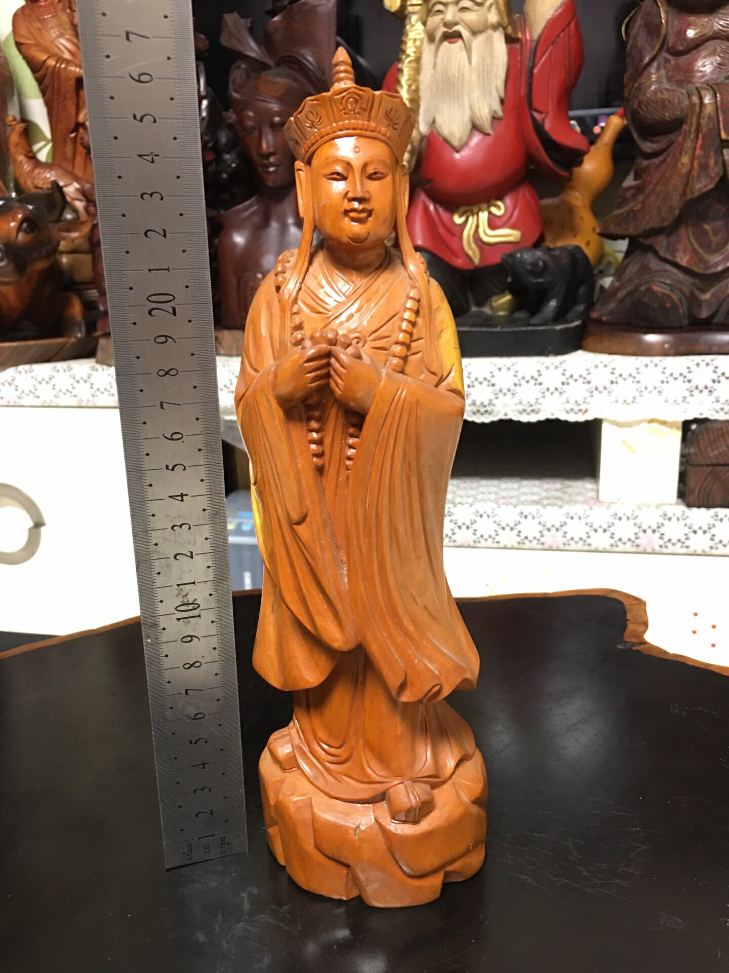 日本迴流木雕擺飾，西遊記之唐僧木雕，黃楊木人物木雕，品相較好