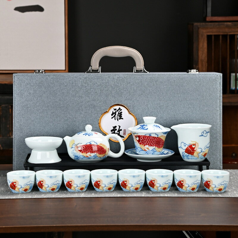 影青瓷茶具套裝羊脂玉茶具白瓷茶具蓋碗茶壺茶杯公道杯可製定