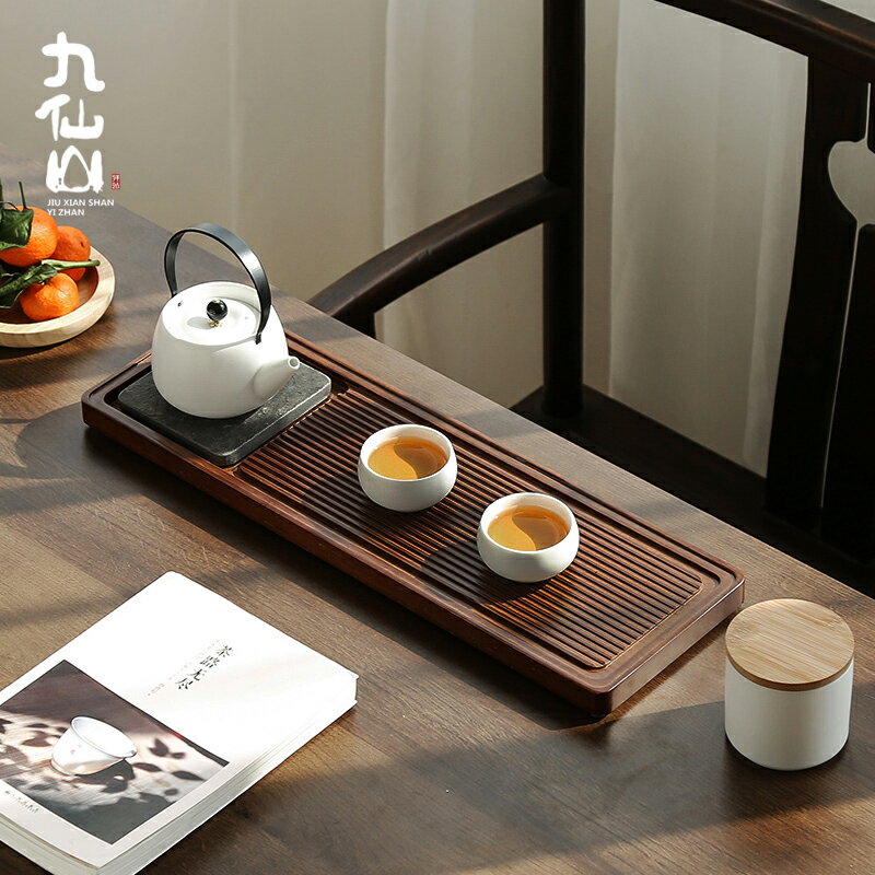 日式重竹茶盤簡約瀝水烏金石頭干泡茶臺排水托盤家用輕奢功夫茶海