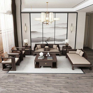 家具 新中式實木沙發組合別墅客廳大氣仿古中式羅漢床貴妃沙發