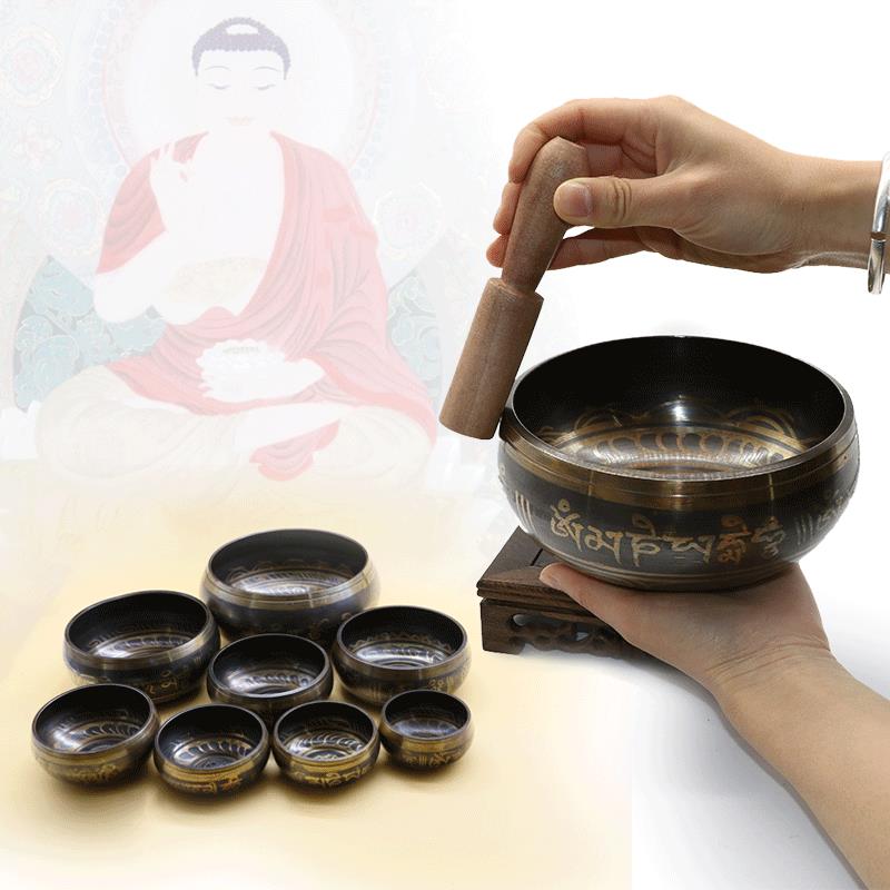 佛教用品擺件法器銅缽盂尼泊爾佛音缽瑜伽缽靜心缽轉經碗銅磬