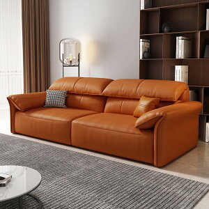 松南 輕奢頭等電動伸縮功能沙發床 簡約意式客廳直排真皮兩用沙發
