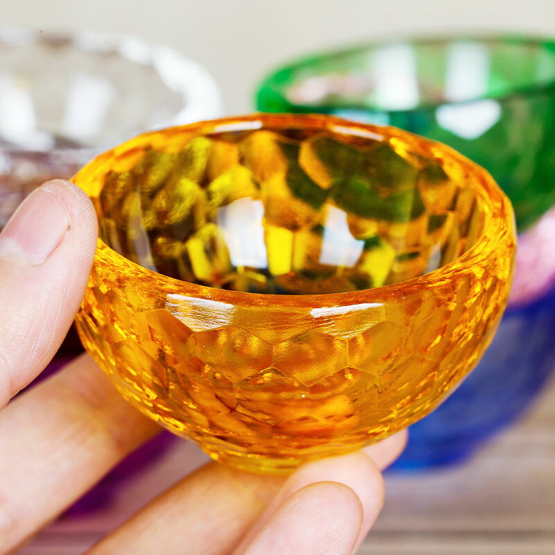 西藏佛教用品藏傳供水杯供佛杯七彩水晶玻璃七供水碗八供圣水杯