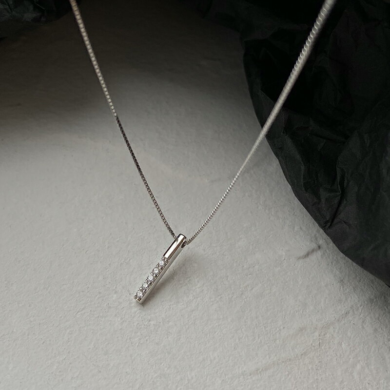 925純銀幾何長條項鏈女潮網紅ins嘻哈鎖骨鏈個性氣質輕奢小眾頸鏈 1
