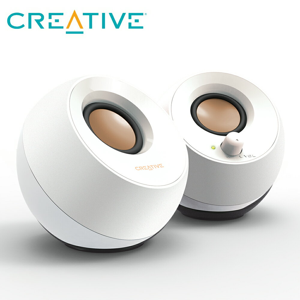 【CREATIVE】Pebble USB 2.0 桌上型喇叭 白色【三井3C】