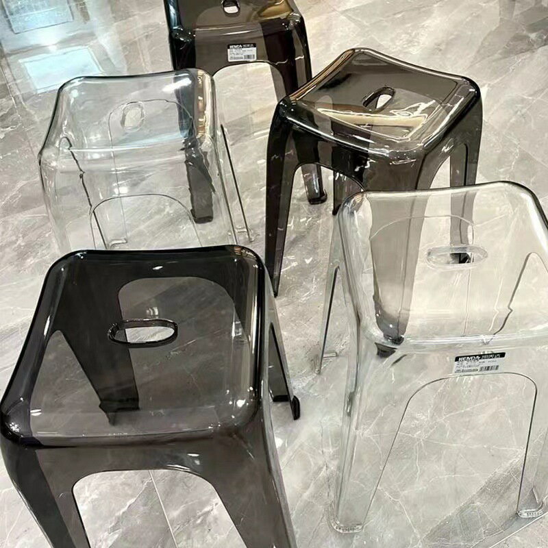 【免運】 透明塑料凳子家用加厚矮凳可疊放水晶高凳亞克力現代簡約餐廳椅子