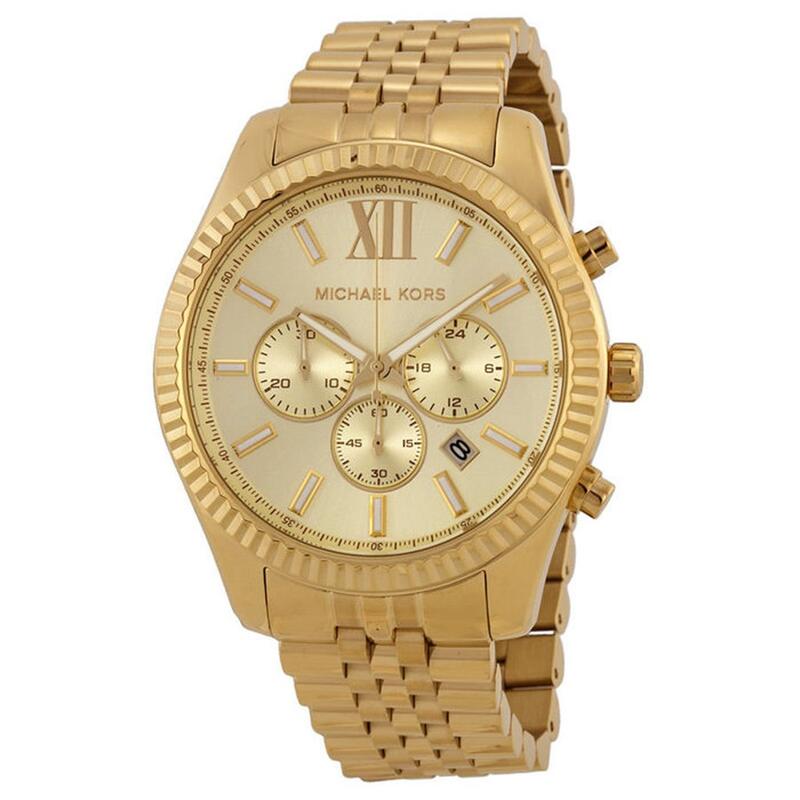 『Marc Jacobs旗艦店』美國代購 Michael Kors 時尚金色大錶盤三眼中性腕錶