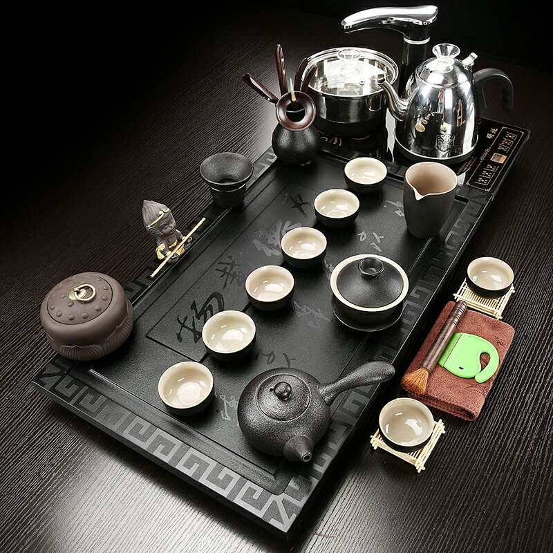 烏金石茶盤套裝家用日式簡約辦公會客現代茶海茶臺小套裝功夫茶具