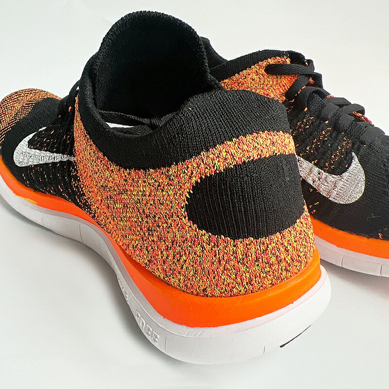 美國百分百【Nike】Free 4.0 Flyknit 耐吉 鞋子 慢跑鞋 運動鞋 球鞋 編織 螢光橘黑 男 G030 4