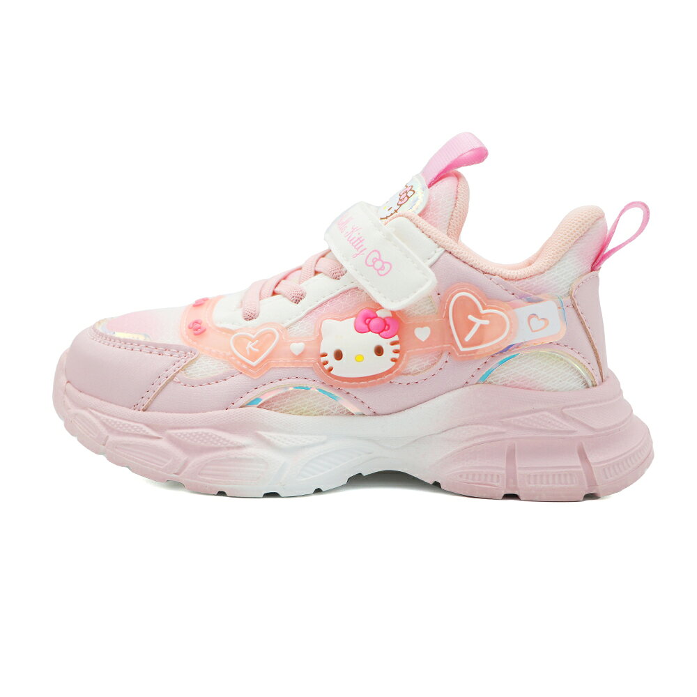 SANRIO HELLO KITTY 凱蒂貓 魔鬼氈 運動鞋 中童 亮粉 S0808 (724317)
