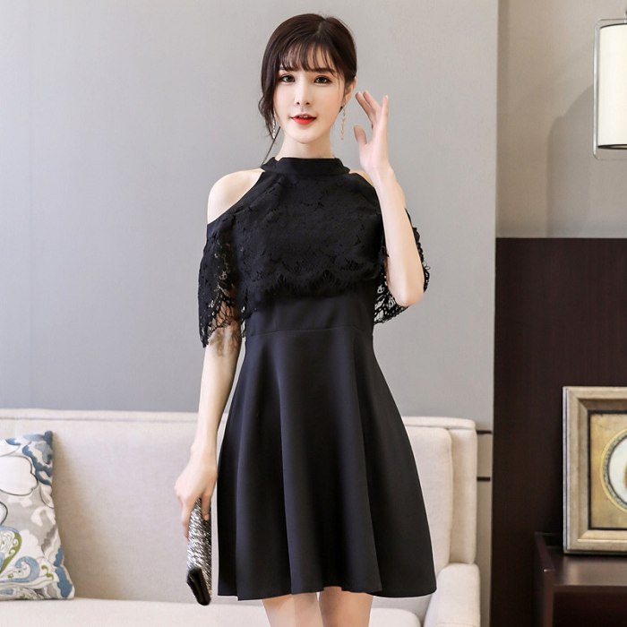 灰姑娘[9893-JK]性感露肩掛脖優雅蕾絲造型宴會派對洋裝