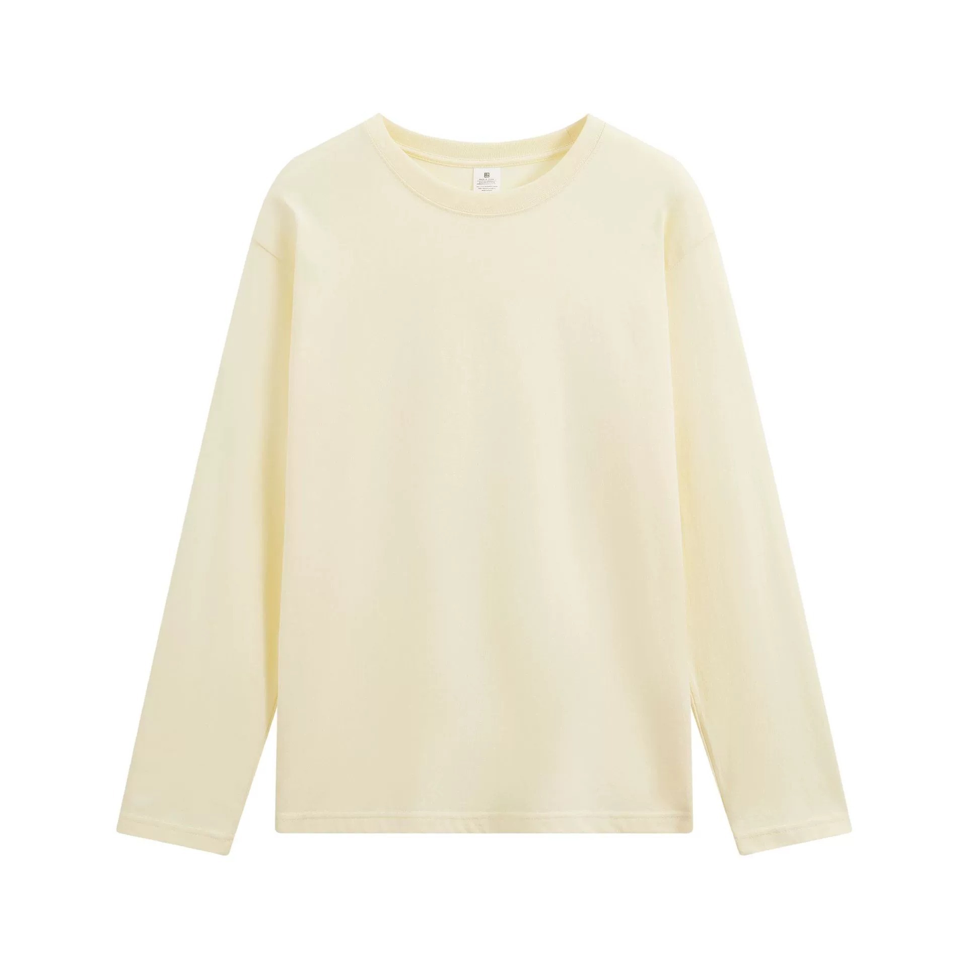 【喜挖】220g簡約內搭內搭衫女秋長袖純棉正肩T恤男圓領純色情侶衣服 4