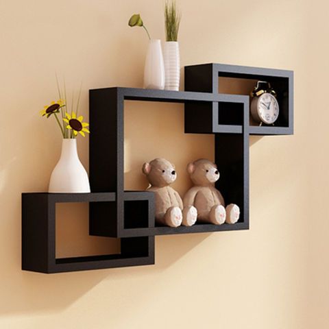 壁掛置物架 免打孔墻上置物架客廳壁掛柜簡約現代收納架創意墻面裝飾臥室隔板