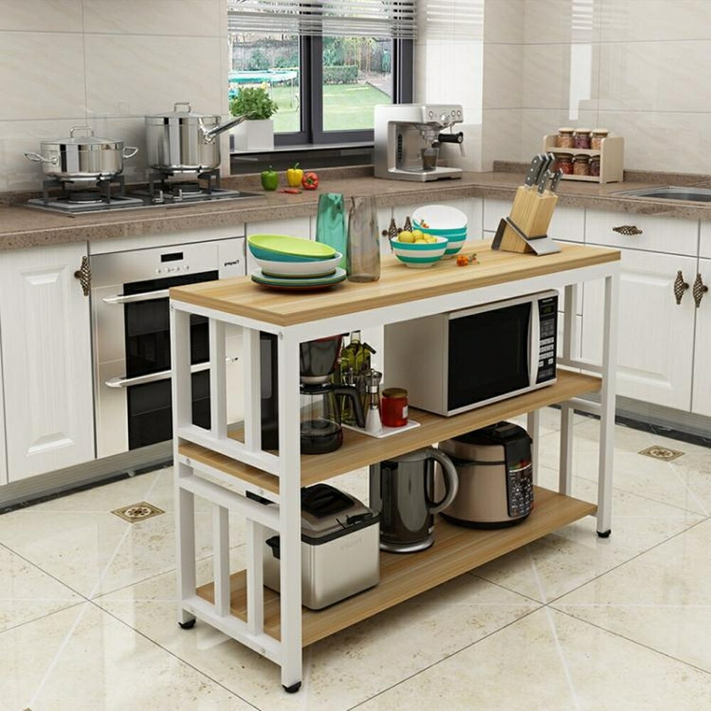 廚房置物架微波爐架切菜桌操作台2層3層多功能收納儲物架落地 非凡小鋪