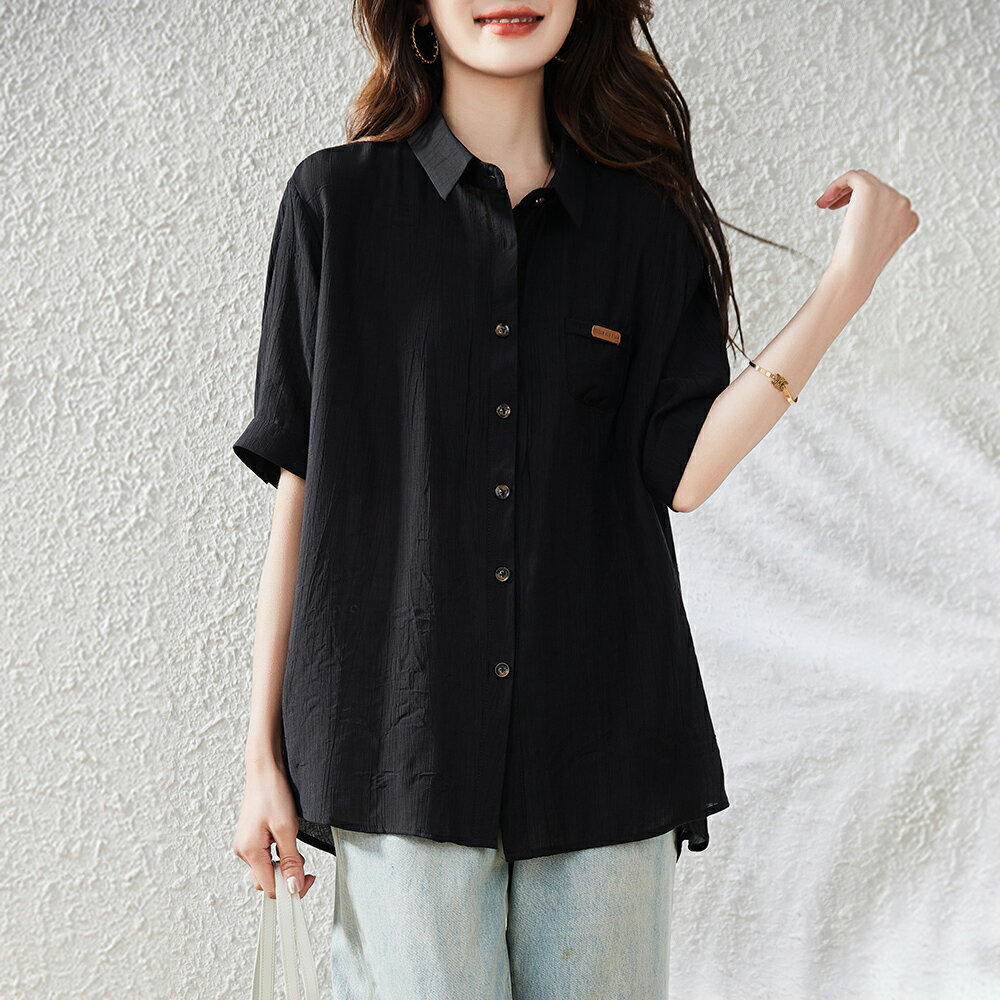＊ORead＊純棉休閒襯衫(黑色L~5XL)【限定加碼✿全館滿額再折】