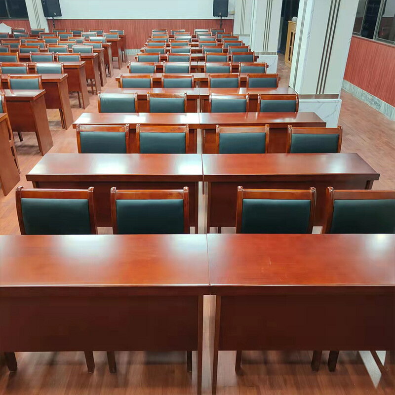 雙人會議桌椅組合會議室條桌實木貼皮長條桌培訓條形桌組合