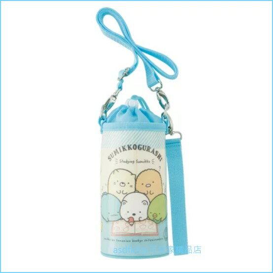 asdfkitty*角落精靈/角落生物藍色寫字保冷水壺袋/水壺套-附背帶-不滴水-日本正版商品