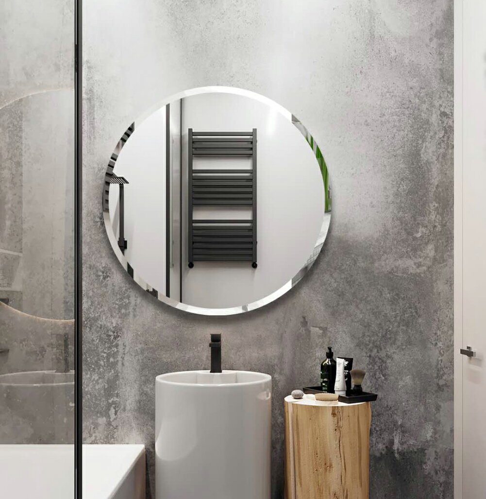 圓形浴室鏡子粘貼免打孔壁掛衛生間梳妝穿衣鏡化妝鏡家用簡約無框