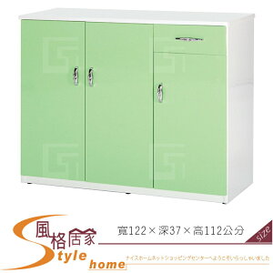 《風格居家Style》(塑鋼材質)4尺三門一抽鞋櫃- 綠/白色 095-02-LX