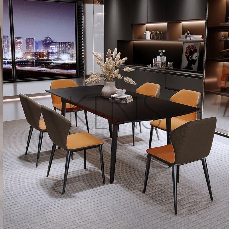 【滿599免運】餐桌 餐檯 意式可伸縮折疊餐桌椅組合現代簡約家用小戶型伸縮桌餐桌