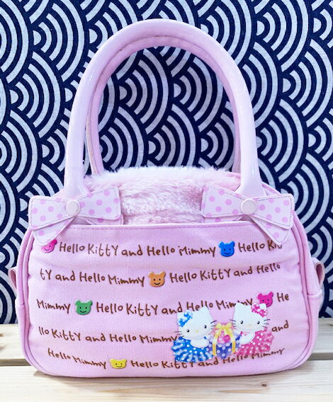 【震撼精品百貨】Hello Kitty 凱蒂貓 日本SANRIO三麗鷗 Hello Mimmy 手提袋-粉毛毛蝴蝶結*61422 震撼日式精品百貨