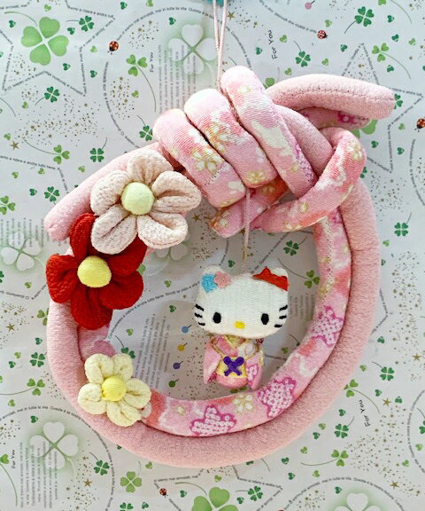 【震撼精品百貨】Hello Kitty 凱蒂貓 三麗鷗 KITTY和風圓吊飾/新年祈福掛飾-粉(展示品)#81042 震撼日式精品百貨