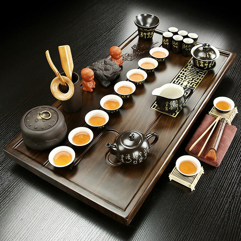 整套茶具套裝家用小型茶臺實木茶盤排水式功夫泡茶海托盤簡約小號
