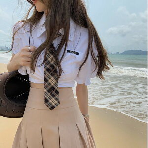 時尚學生白色襯衫女設計感小眾上衣年新款夏季韓版百搭襯衣潮